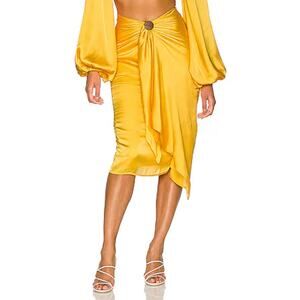 ANDREA IYAMAH Behati Satin Drape Midi Skirt